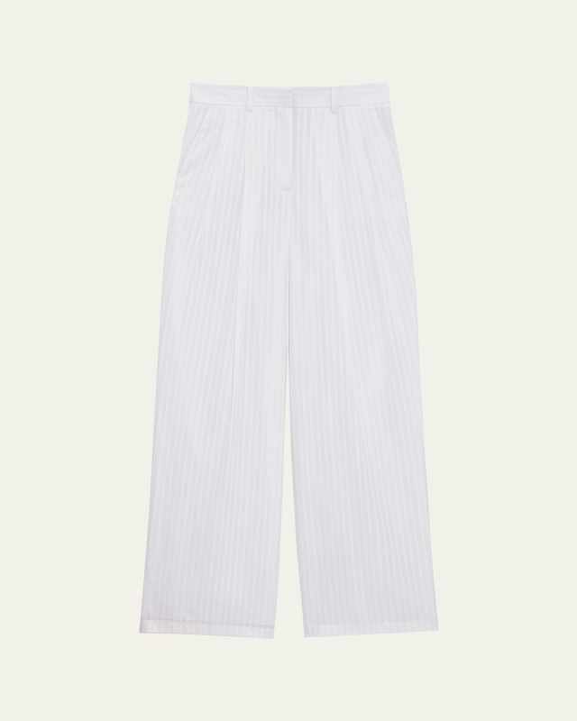Pinstripe Double-Pleated Pants
